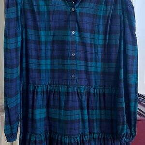 GAP Plaid Midi Dress - Blue and Green